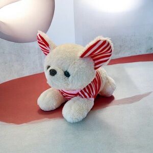 Stuffed Beautiful white plush toy with red details, perfect as a gift for Valent